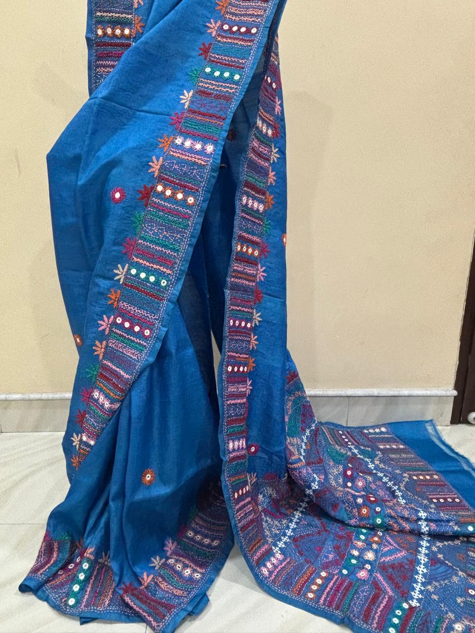 Premium Tussar Saree with Authentic Lambani Hand Embroidery
