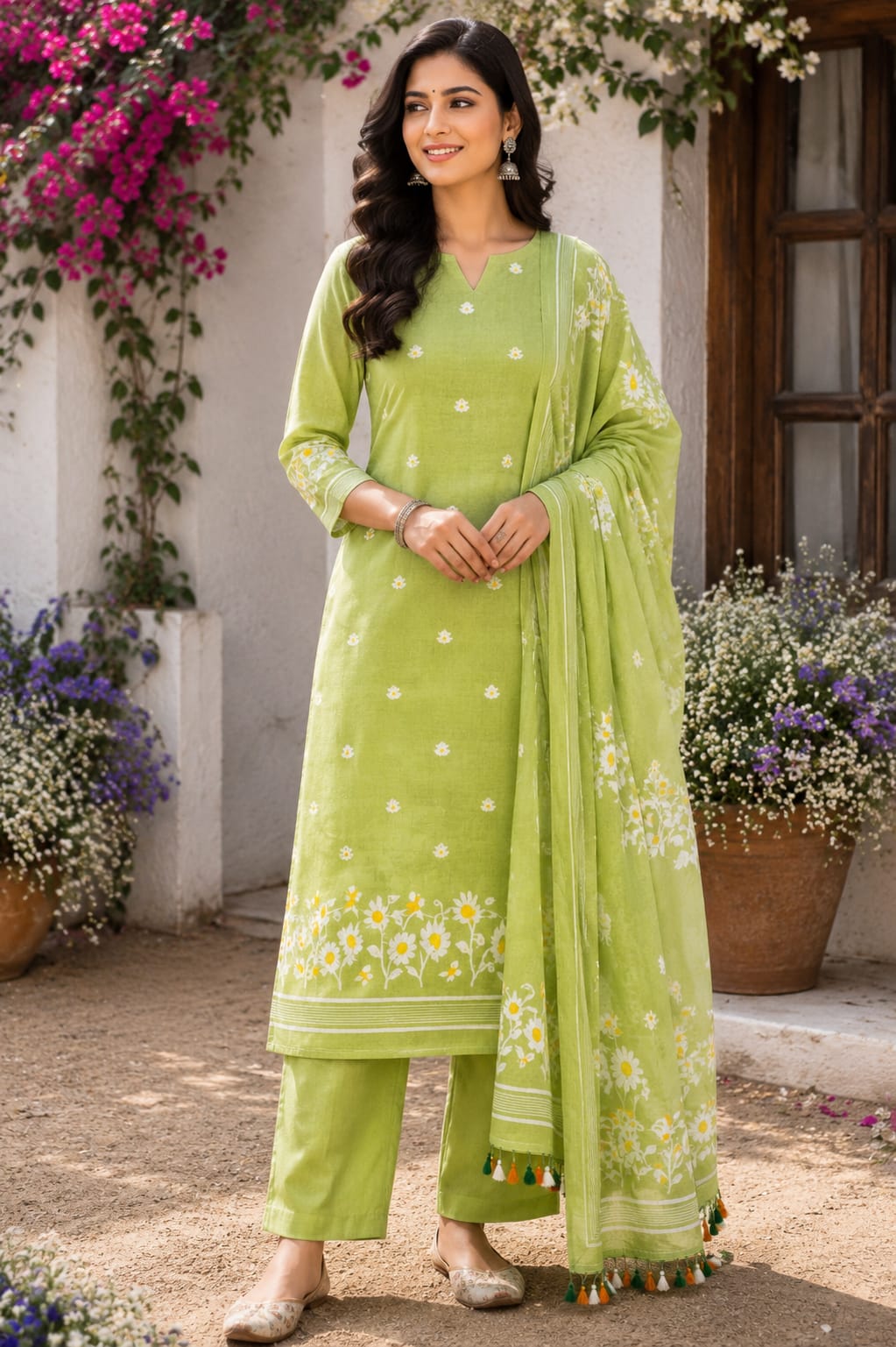 Ethnikiyana Pure Cotton Kurti & Dupatta Set - Image 3