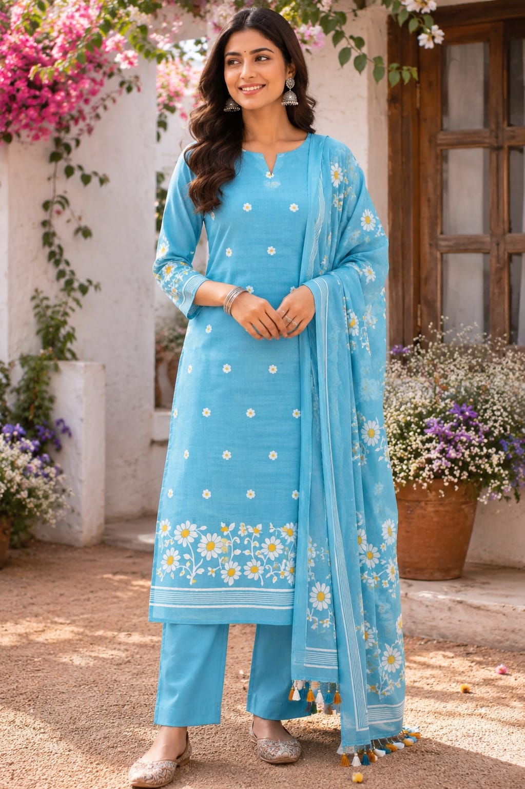 Ethnikiyana Pure Cotton Kurti & Dupatta Set - Image 4